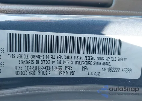 2019 Jeep Grand Cherokee Limited 4X4 z USA, uszkodzony, nr VIN 1C4RJFBG4KC819466